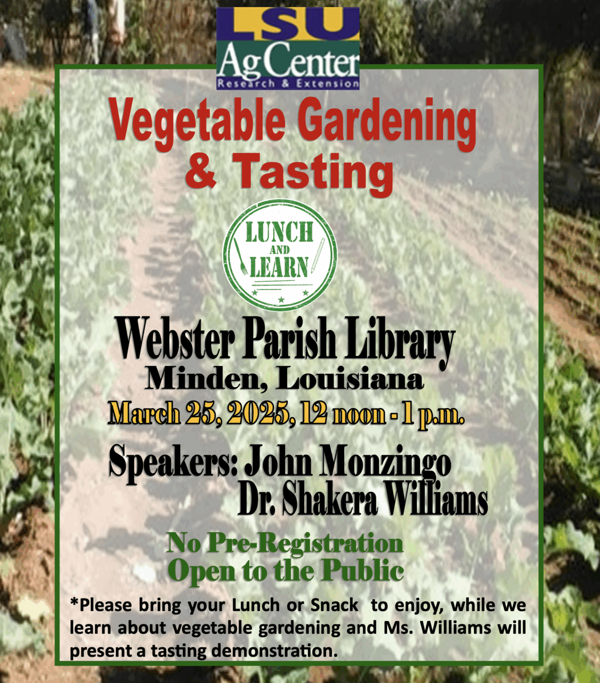 Vegetable gardening and tasting event set for March 25 – Minden Press-Herald